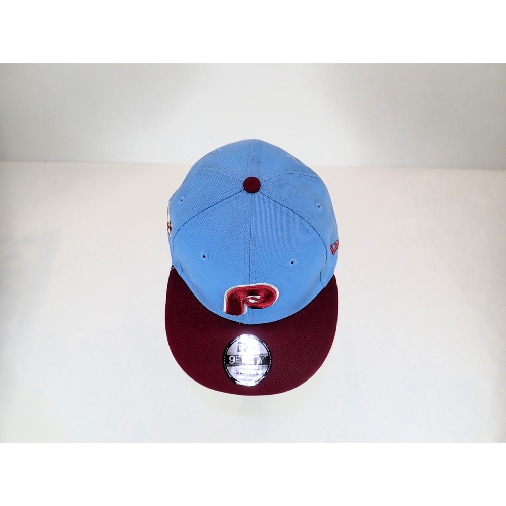 New Era 9FIFTY Philadelphia Phillies Snapback Hat Sky Blue Maroon Cooperstown - Picture 2 of 9